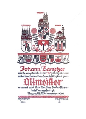 Meisterbrief von Altmeister Johann Zametzer